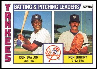 486 Yankees Batting & Pitching Leaders Don Baylor Ron Guidry